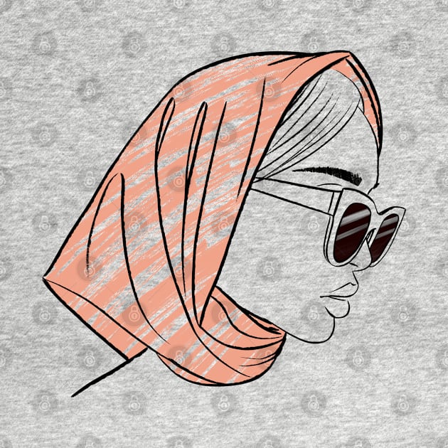 beautiful girl in a pink bandana and sunglasses by Kuchinska design
